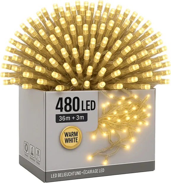 Dekoračné svetielka 480 LED biele