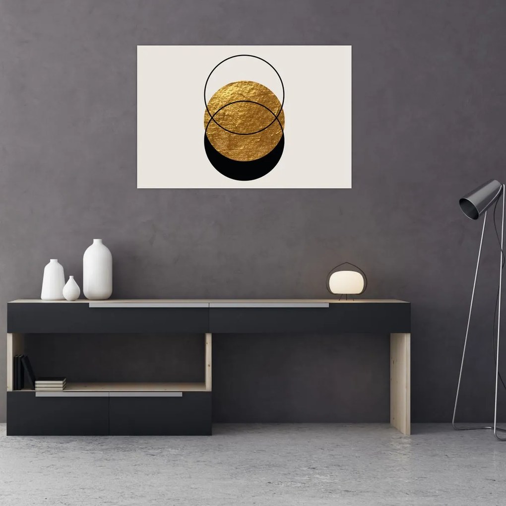 Obraz - Abstrakcia zlatá a biela N⁰2 (90x60 cm)