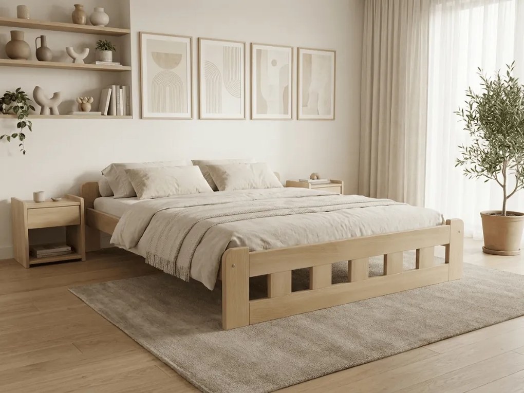 Posteľ Naomi zvýšená 120 x 200 cm, borovica Rošt: S lamelovým roštom, Matrac: Matrac DELUXE 10 cm