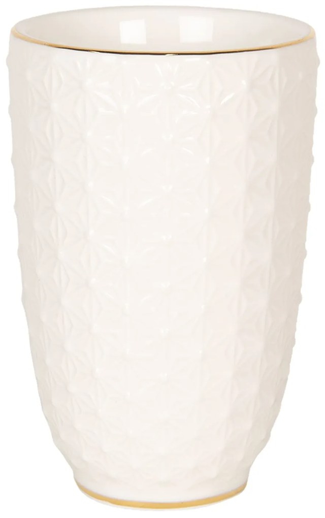 Porcelánový téglik na zubné kefky so zlatým pruhom - Ø  7*12 cm