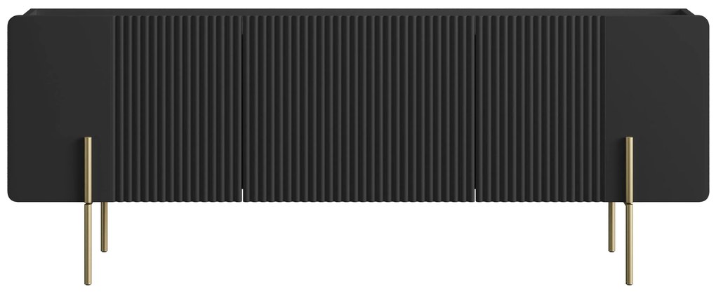 TV stolík Malmi 150 cm - čierny mat / zlatá
