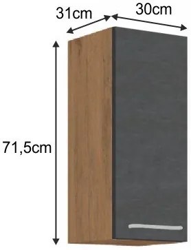 Horná kuchynská skrinka Vega 30 G-72 1F - dub lancelot / sivá matná