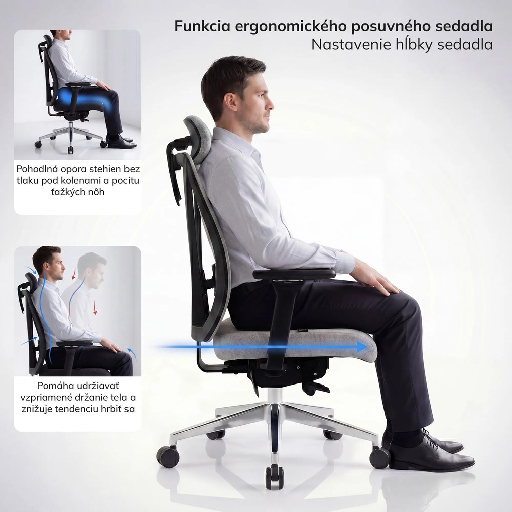 Ergonomická kancelárska stolička sivá VECTOR