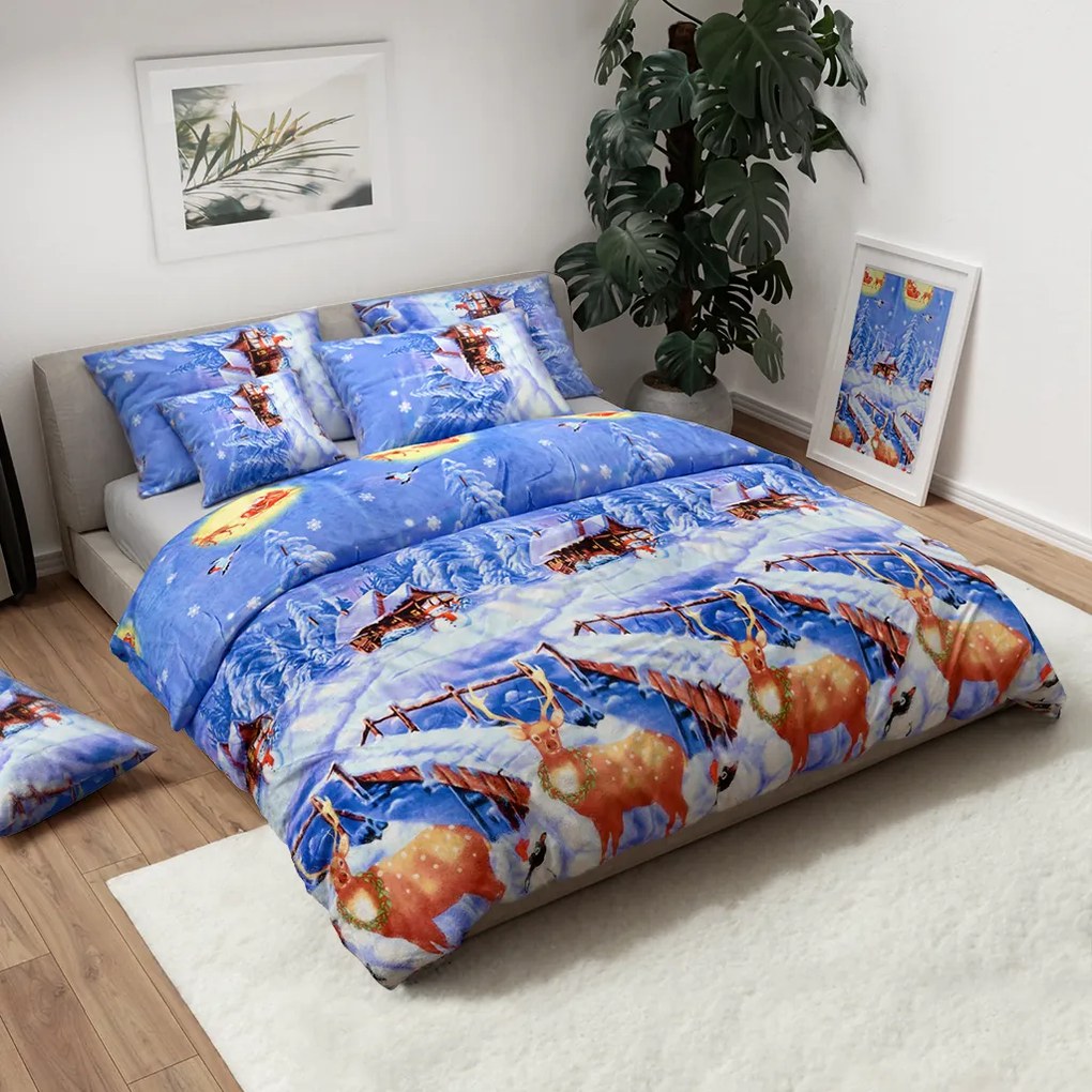 Mikroplyšové obliečky WINTER WISH modré Rozmer obliečky: 70 x 90 cm | 140 x 200 cm