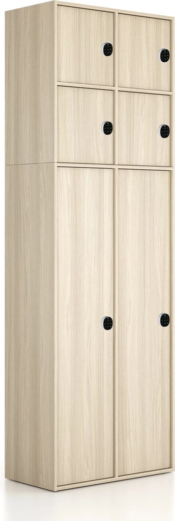 Nadstavba pre skrine FRAME, 4x dvere, 872 x 450 x 854 mm, kódový zámok, dub prírodný