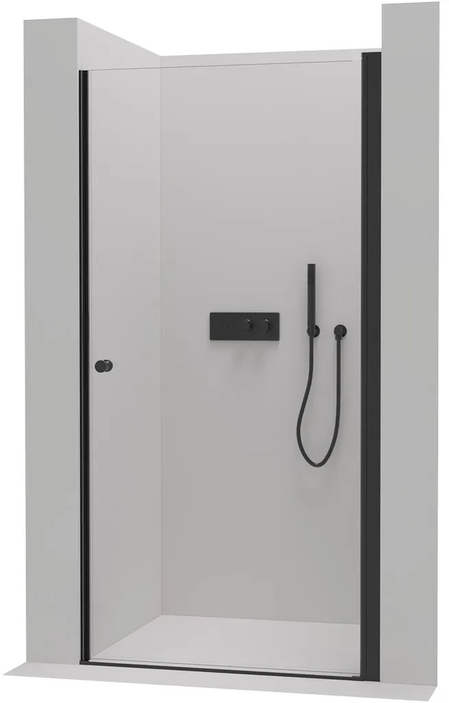 Cerano Antelo, 1-krídlové sprchové dvere 90x190 cm, 6mm číre sklo, čierny profil, CER-CER-432382