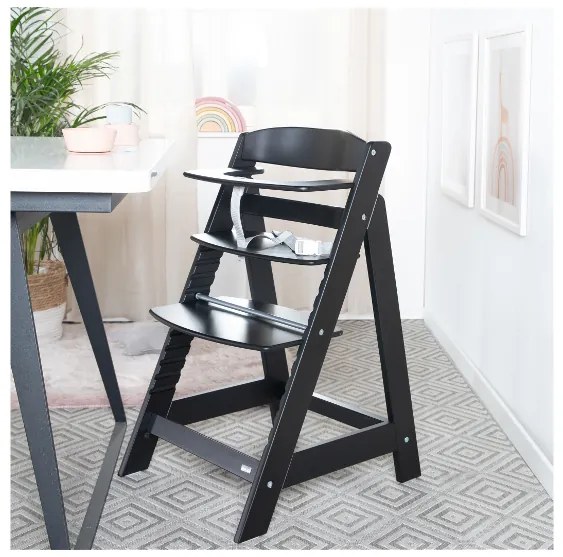roba Detská drevená vysoká jedálenská stolička Sit Up (čierna/flex)  (100306933)