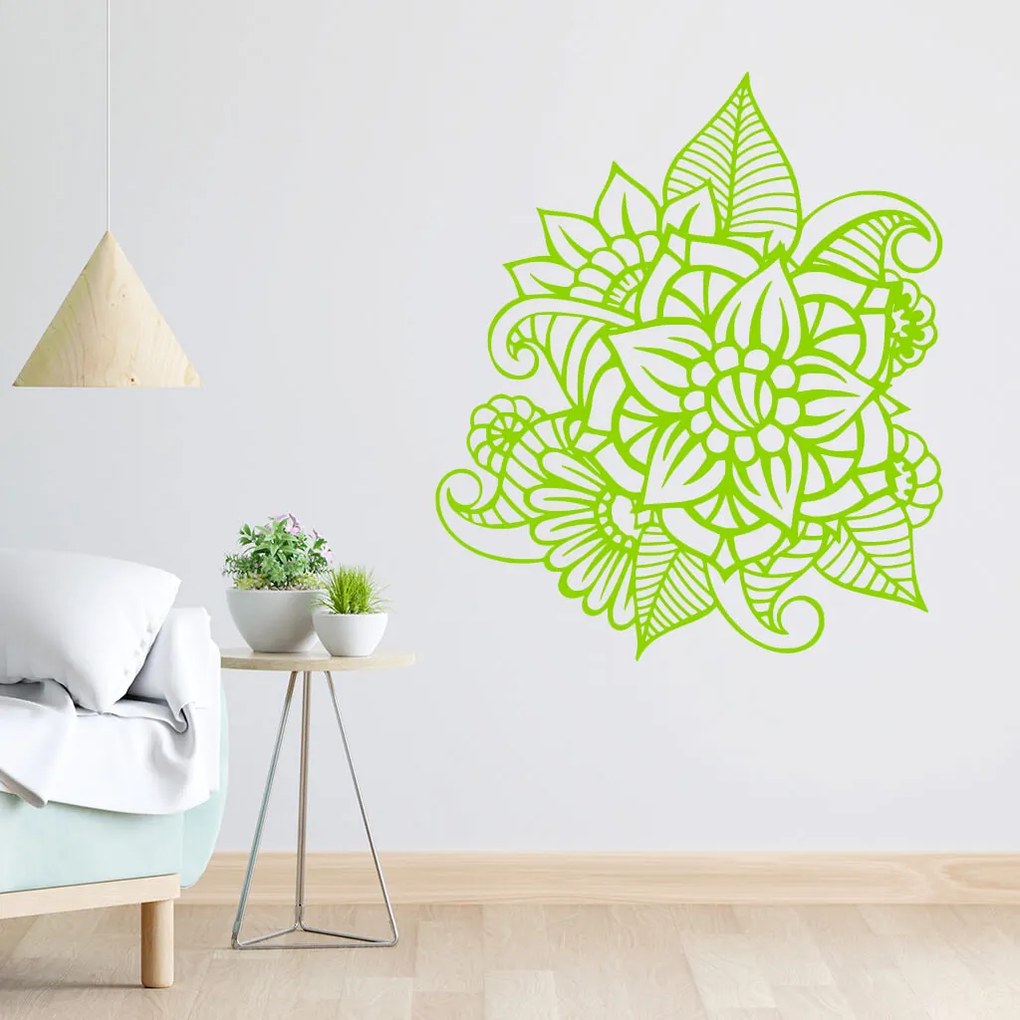 Veselá Stena Samolepka Kvetinový ornament Farba: modrá, Veľkosť: 100 x 86 cm