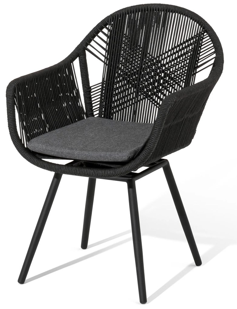 Otočné jedálenské kreslo s textilným výpletom