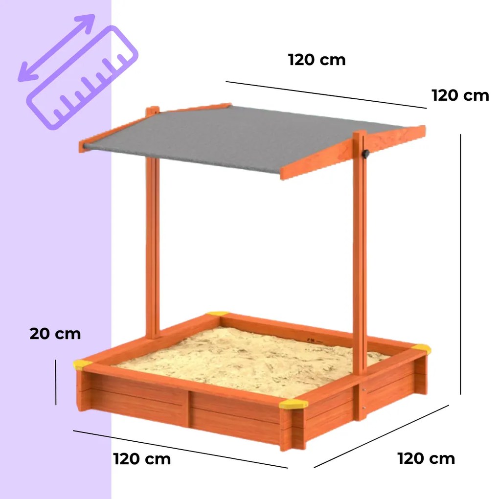 Pieskovisko so strieškou Sami, smrekové drevo, 120x120x120cm Spielwerk