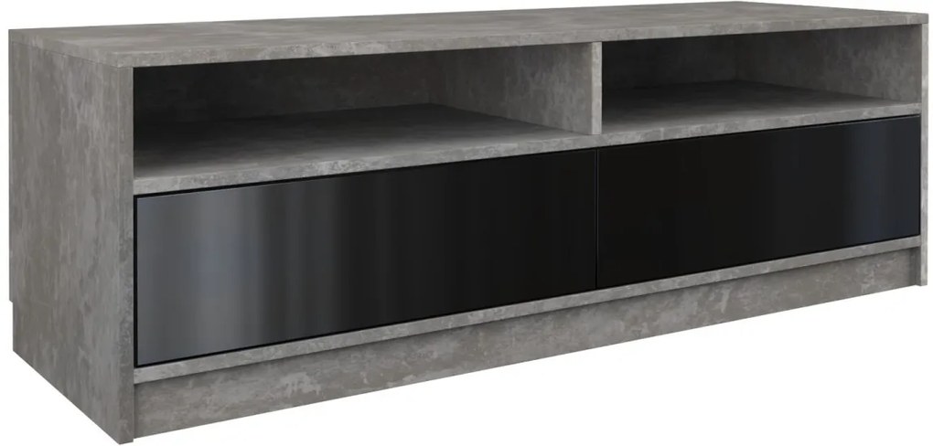 Shoptop TV stolík KARO 120 cm betón/lesklá čierna