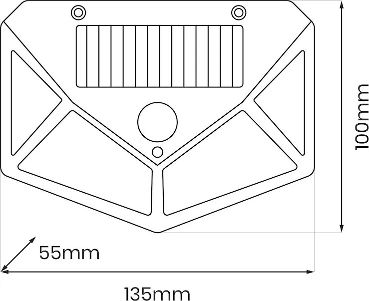 Exteriérové solárne nástenné LED svietidlo Batman, 1x LED 3w, čierna, pohybový senzor