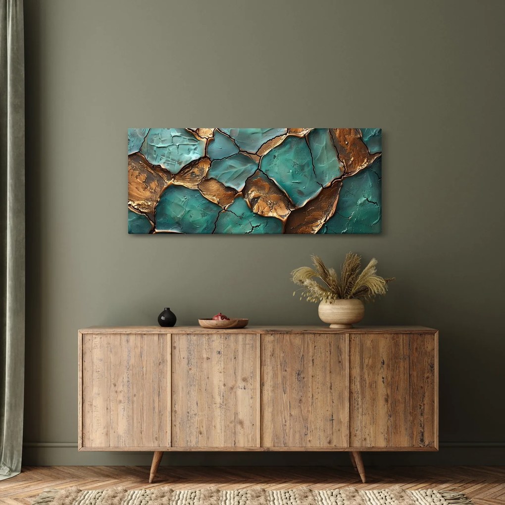Obraz - Zeleno-zlatá maľba (120x50 cm)