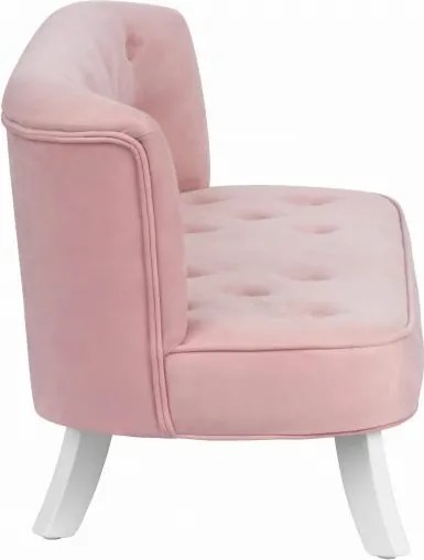 Detská zamatová sedačka ružová 17 cm Drevo