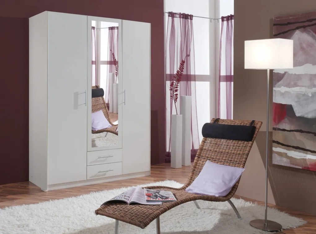 Šatníková skriňa Cliff, 135 cm, biela