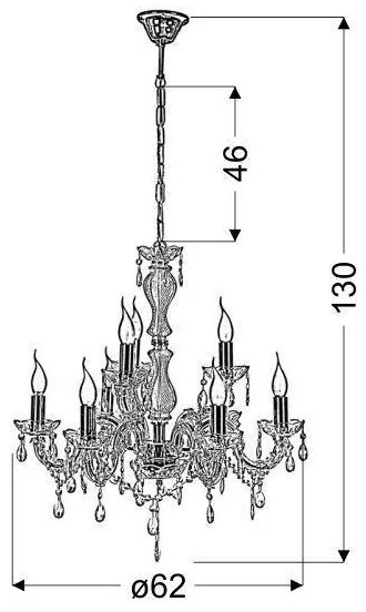 Luster na reťazi MARIA TERESA 8xE14/40W/230V