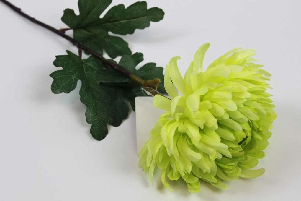 Zelená umelá rozkvitnutá chryzantéma 83cm