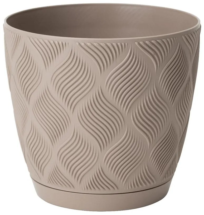 Kvetináč Flow Petit 19 s podmiskou béžový