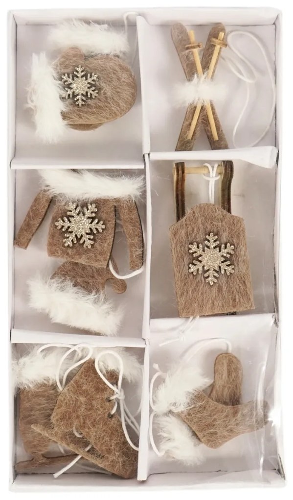 Sada vianočných závesných dekorácií CHRISTMAS SYMBOLS 6 ks - viac farieb