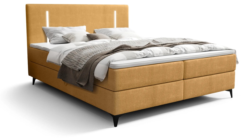 Jednolôžková posteľ 120 cm Ortega Comfort (horčicová) (s roštom a matracom, s úl. priestorom) (s LED osvetlením). Vlastná spoľahlivá doprava až k Vám domov. 1082705