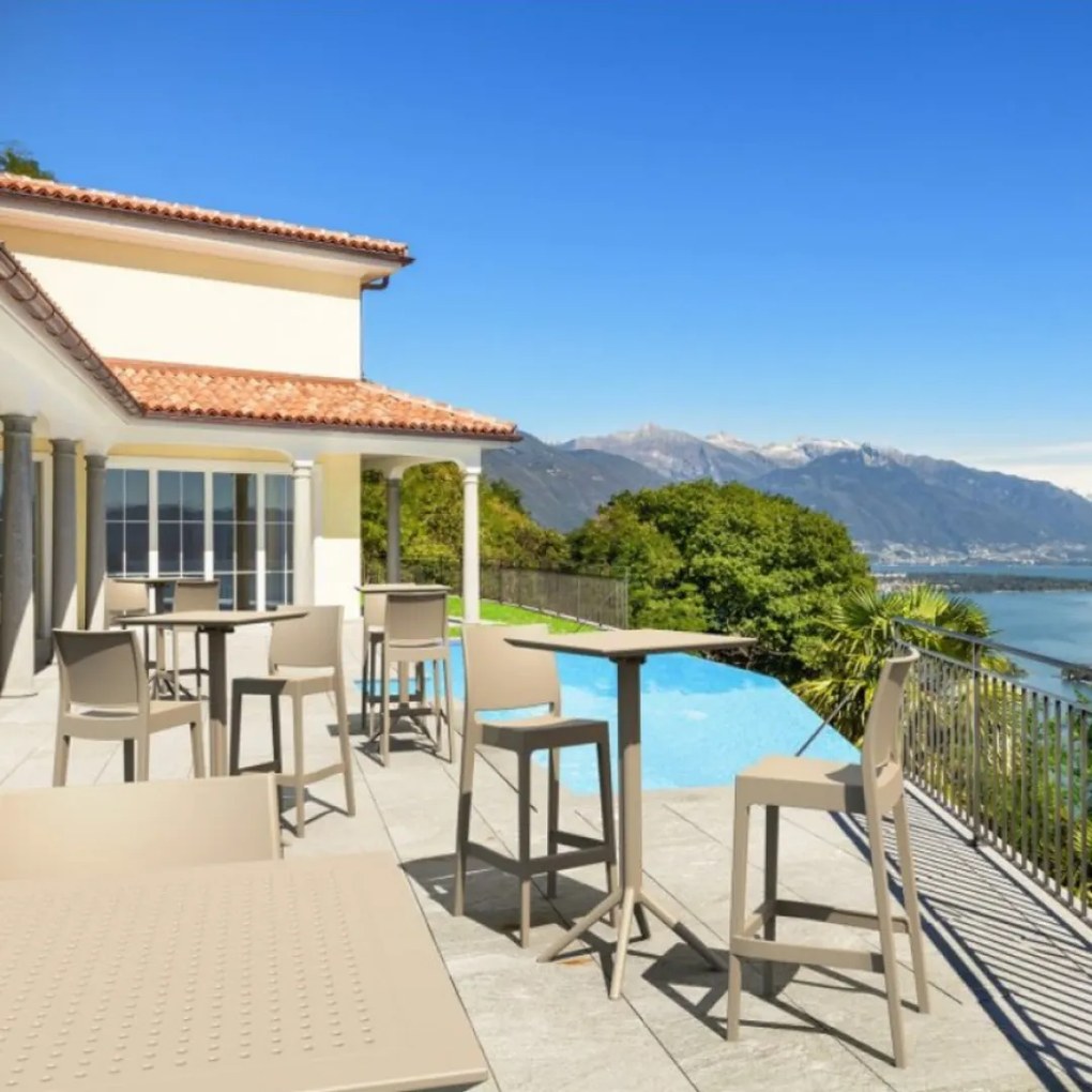 MAYA BAR 75 záhradná barová stolička taupe