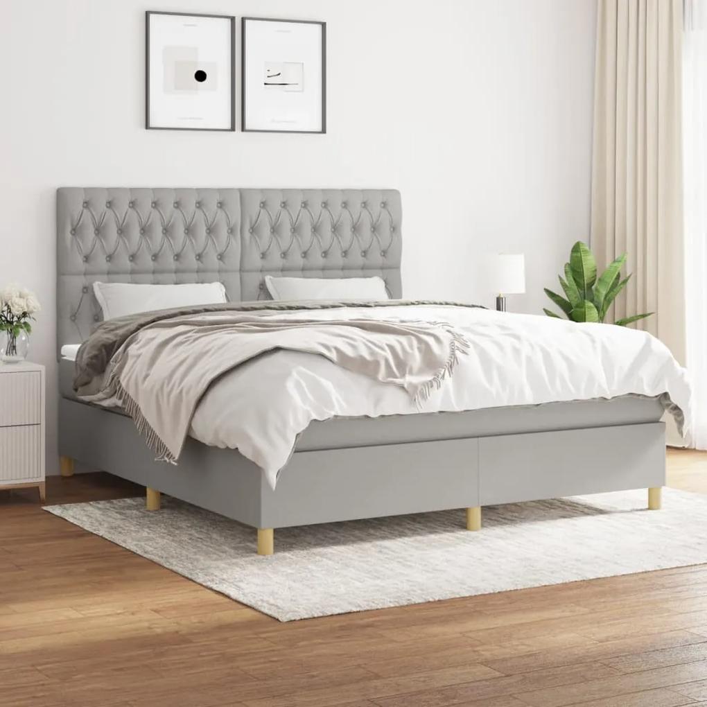 Boxspring posteľ s matracom bledosivá 180x200 cm látka 3142593