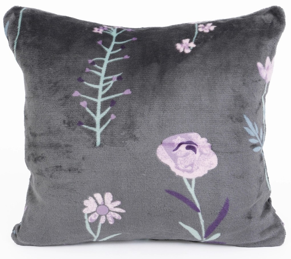 Obliečka na vankúšik mikroplyš Exclusive 40 × 40 cm - Vlčie maky tmavo sivé