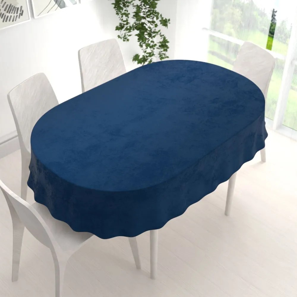 Biante Veľký zamatový oválny obrus Velvet Premium SVP-029 Námornícka modrá 160x220 cm