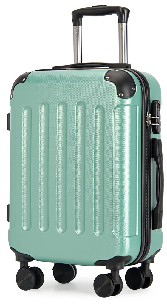 Kabínový kufor na 4 kolieskach 55x39x20cm púdrovo zelená farba