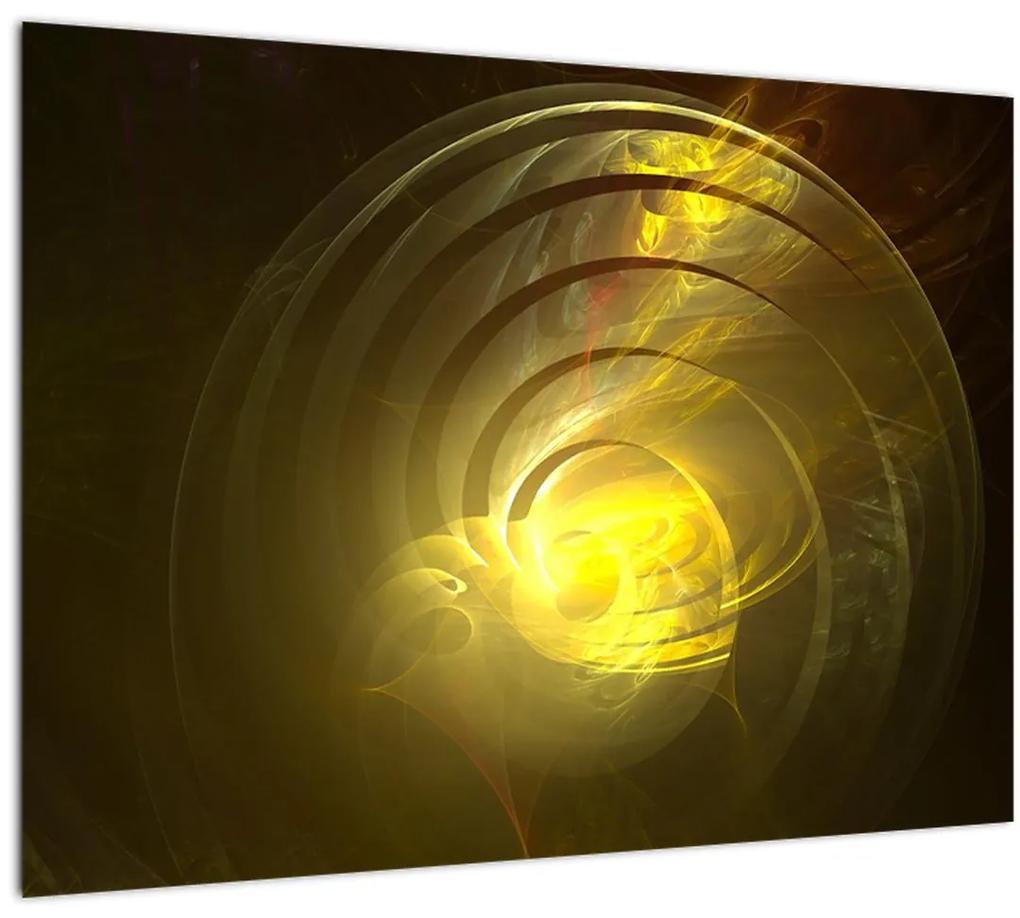 Obraz žltej abstraktnej špirály (70x50 cm)