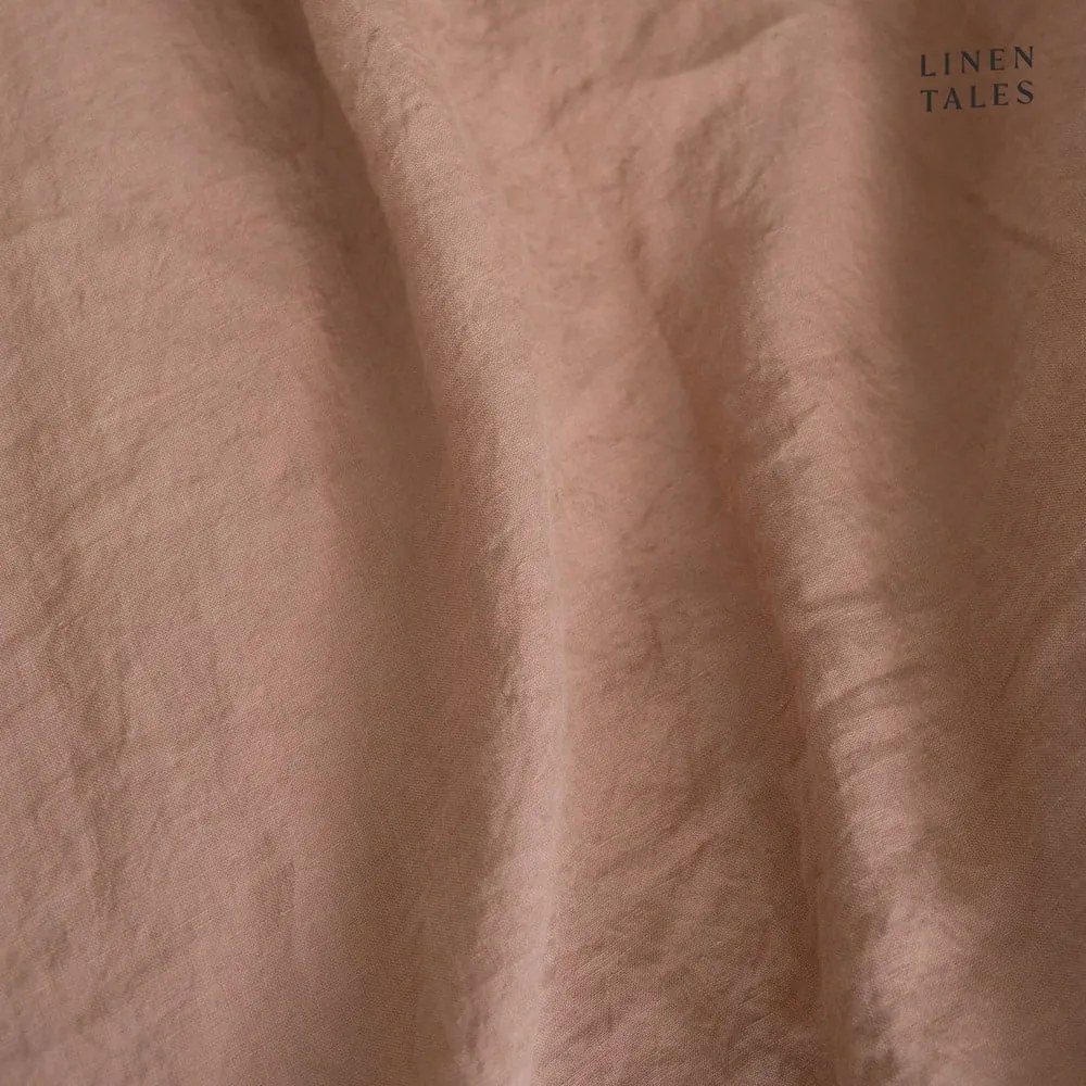 Terakotovohnedá ľanová obliečka na vankúš s riaseným lemom Linen Tales, 50 x 60 cm