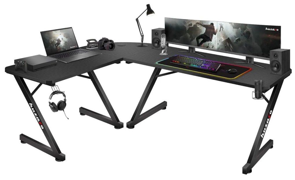Rohový PC stolík Hyperion 7.0 (čierna). Akcia -21%. Vlastná spoľahlivá doprava až k Vám domov. 1087519
