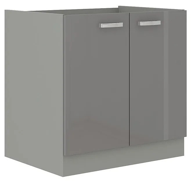 Skrinka pod drez Multiline 80 ZL 2F BB, Farby: šedý / biely lesk, Drez: nie