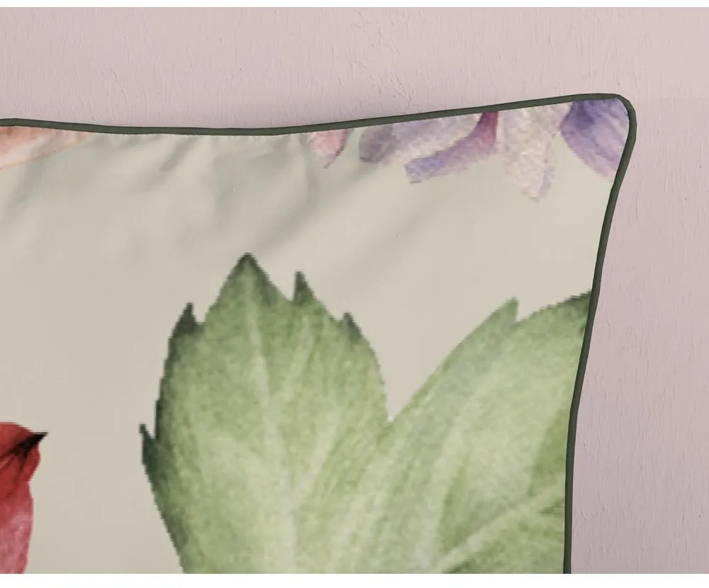 Béžové obliečky na dvojlôžko/predĺžené z bavlneného saténu 200x220 cm Fiori – Descanso