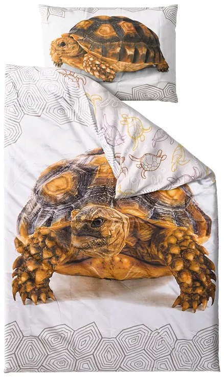 3D bavlnené obliečky TURTLE biele Rozmer obliečky: 70 x 90 cm | 140 x 200 cm