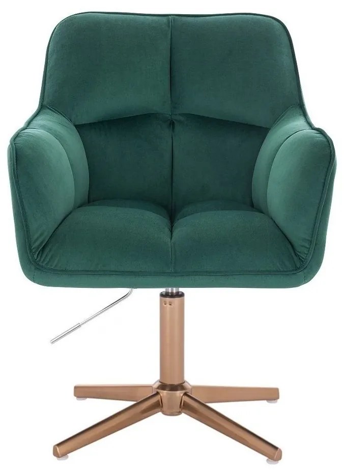 LuxuryForm DESIGN Kreslo AMALFI VELUR na zlatom kríži - zelené