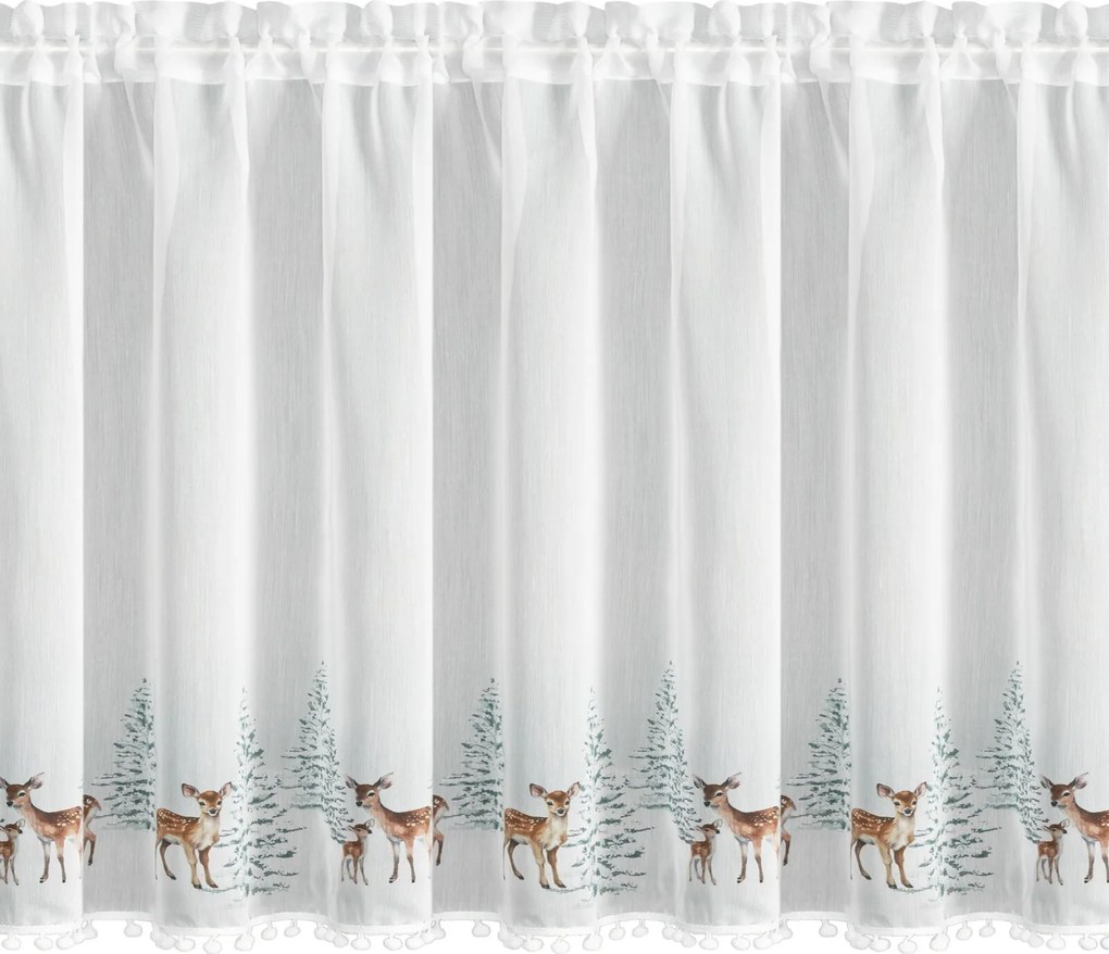 KRÁTKA VIANOČNÁ ZÁCLONA NA PÁSKE XMAS18 150X70 CM VZOROVANÁ