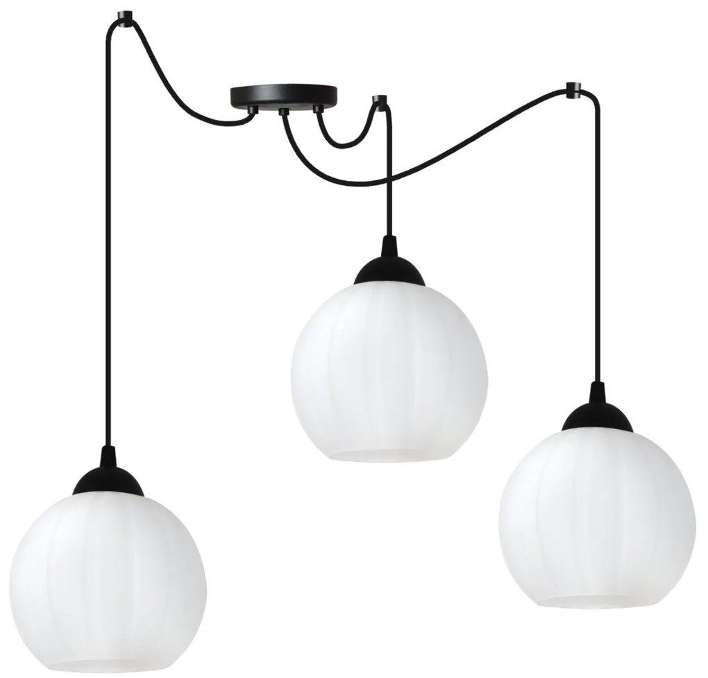 Závesné svietidlo Costa Spider, 3x biele sklenené tienidlo, b