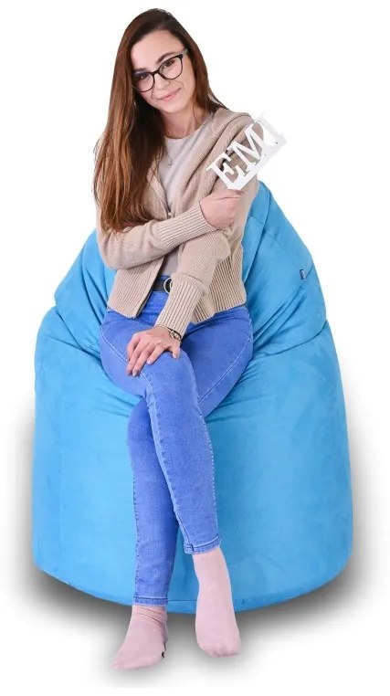 Sedací vak hruška semišová modrá EMI