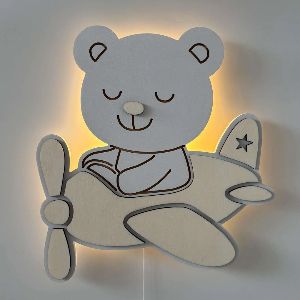 SENTOP | LED lampa Medveď v lietadle – Detské nočné svetlo na stenu | SENTOP LED0592