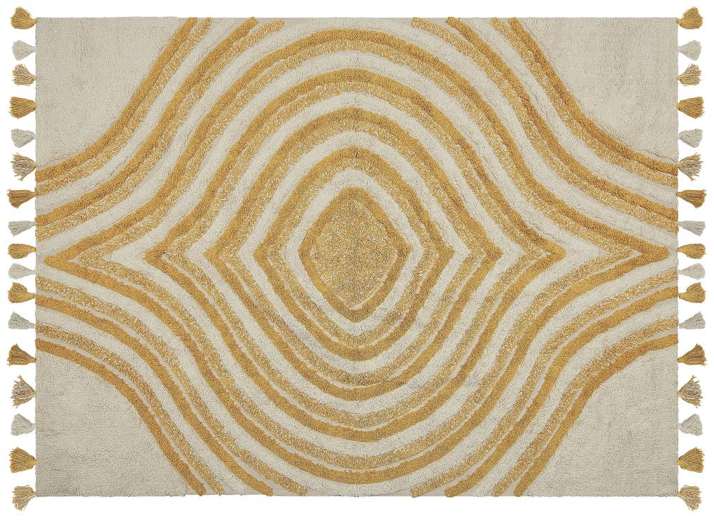 Bavlnený koberec 160 x 230 cm béžová/žltá BINGOL Beliani