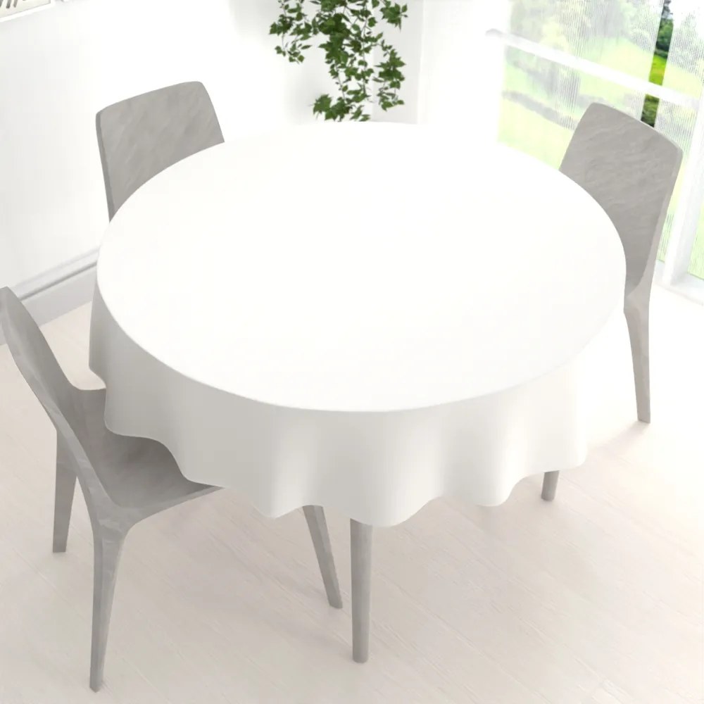 Biante Dekoračný okrúhly obrus Rongo RG-032 Krémový biely Ø 140 cm