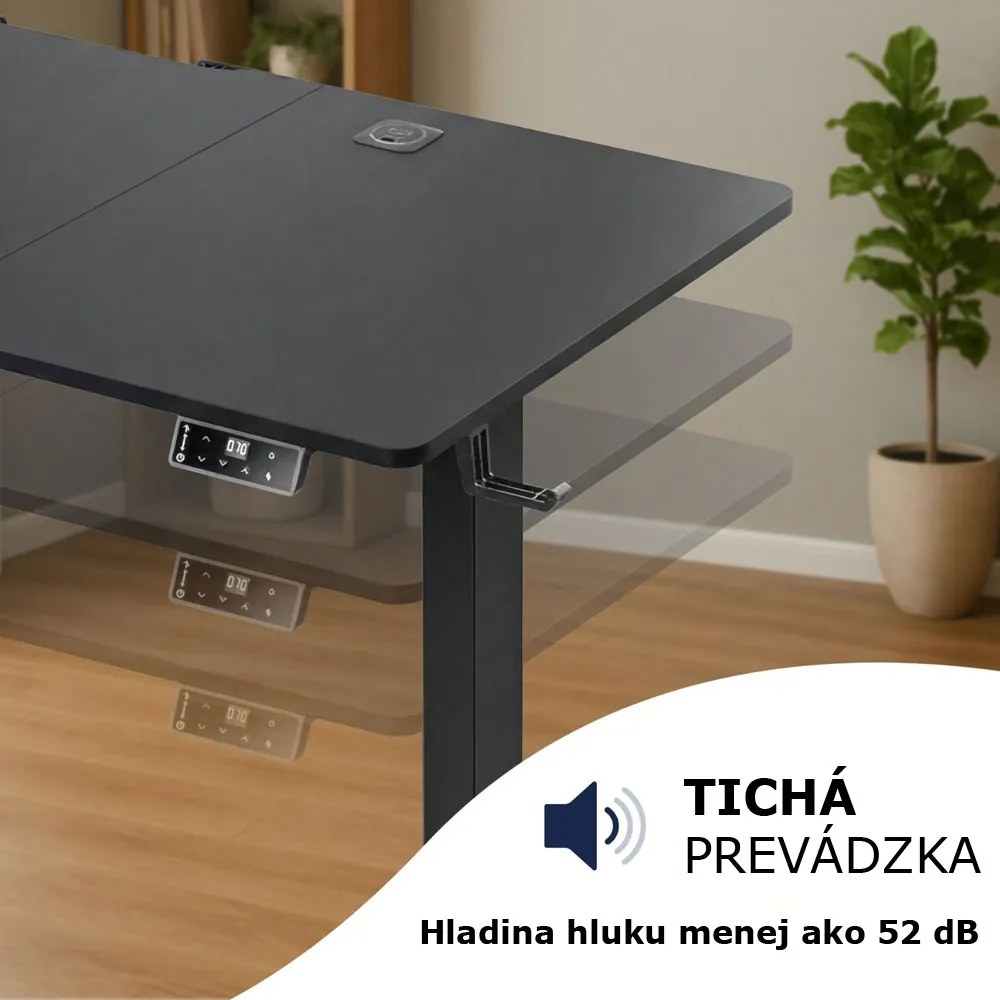 Výškovo nastaviteľný kancelársky stôl FLEXI, 160x75x72-117cm, čierna Casaria