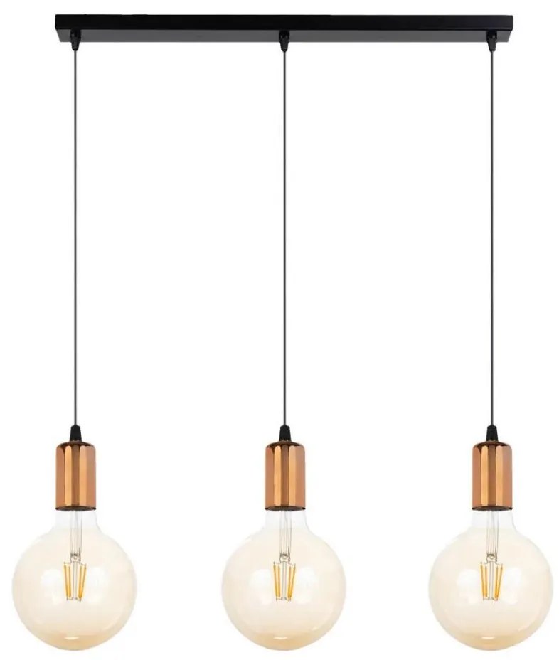Luster na lanku MIROS 3xE27/60W/230V čierna/medená