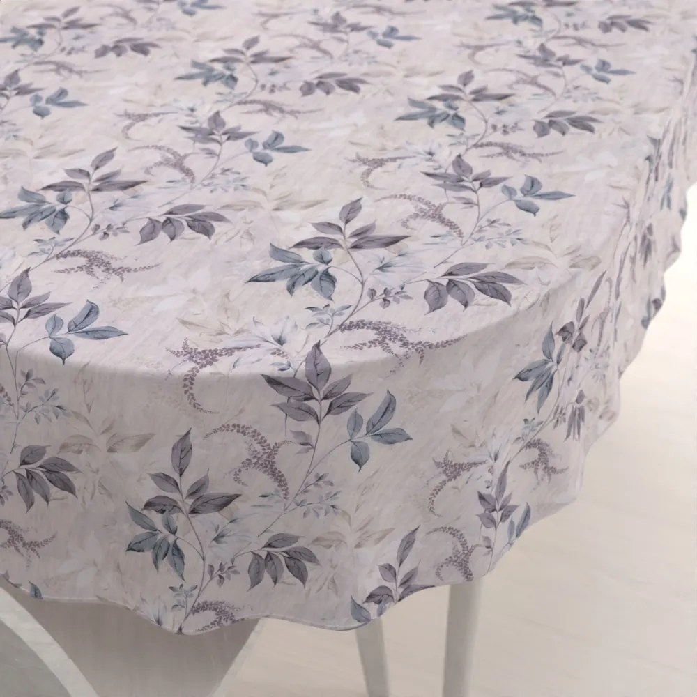 Biante Dekoračný oválny obrus PML-053 Popínavé lístky na béžovom 120x180 cm