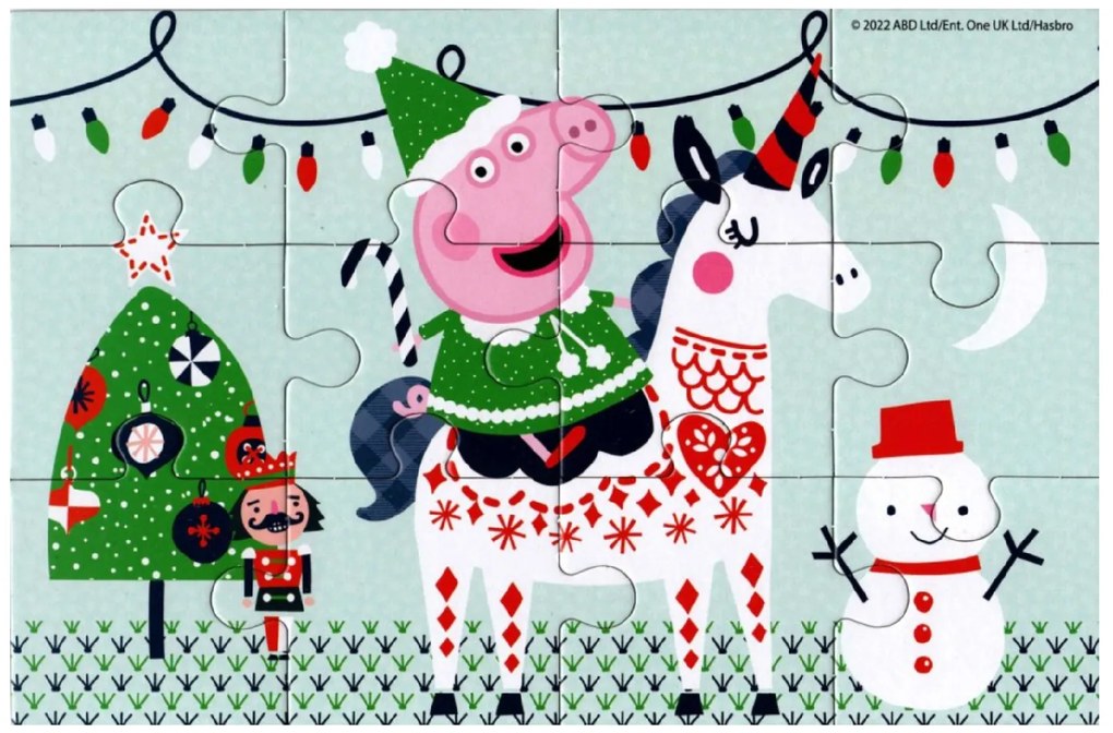 Detské puzzle 4v1 PRASIATKO PEPPA a vianočná nálada, 19x29 cm