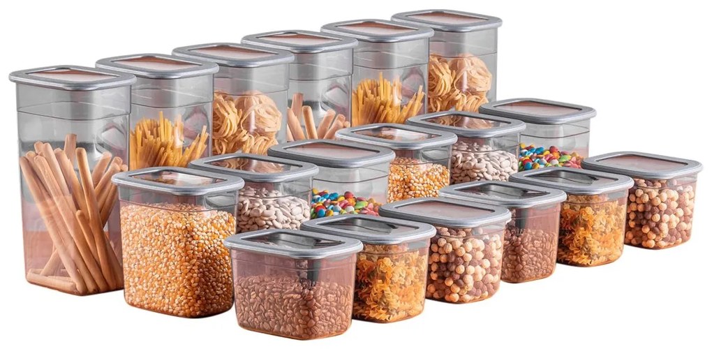 Súprava 18 ks potravinových boxov BONNIE antracitová