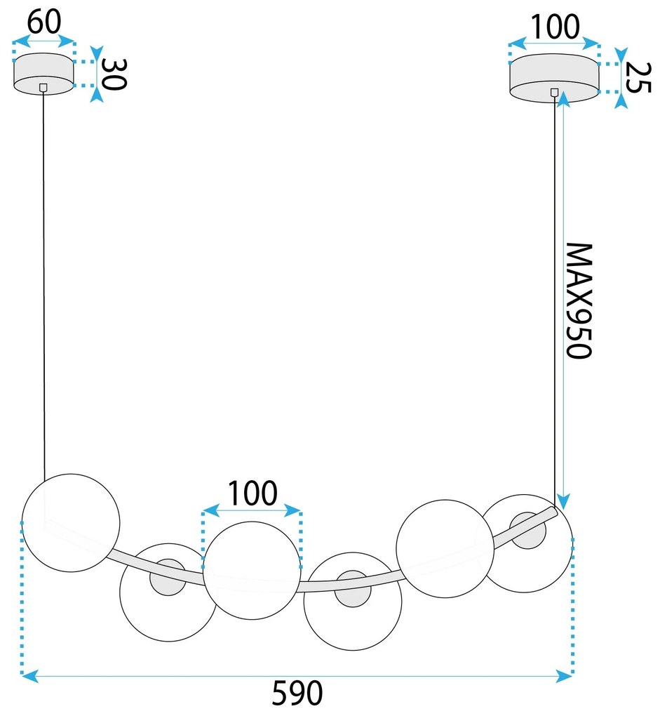 Toolight Toolight, stropné svietidlo 6xG9, G133-6CP, zlatá, OSW-02607