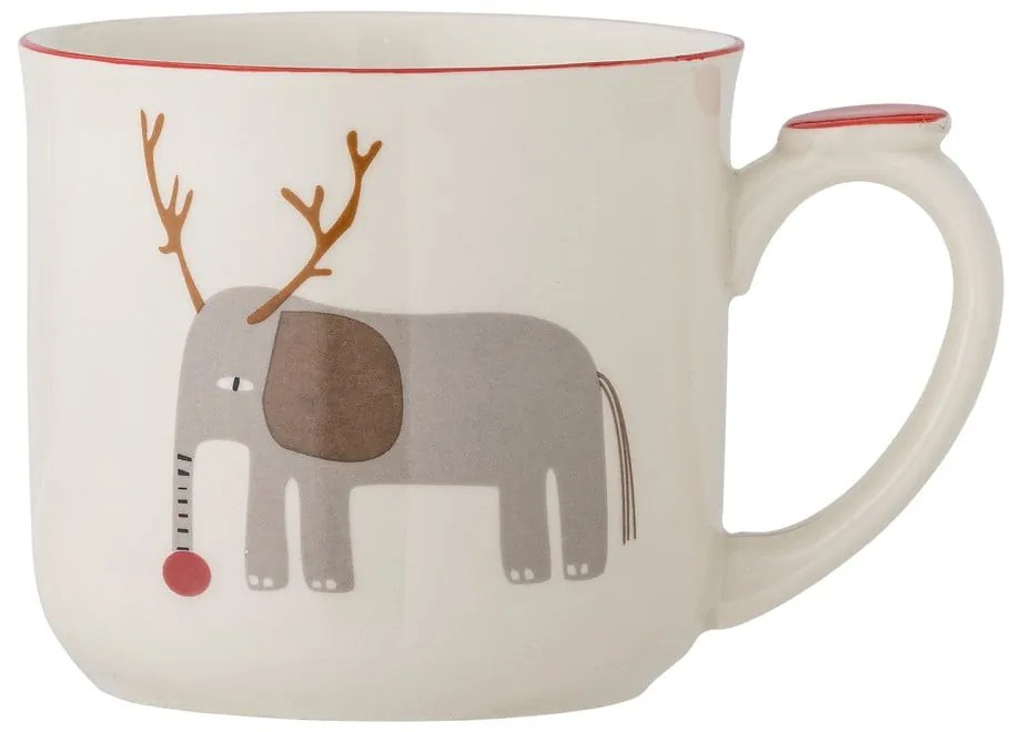 Krémový hrnček s vianočným motívom so sitkom z kameniny 300 ml Valentin – Bloomingville