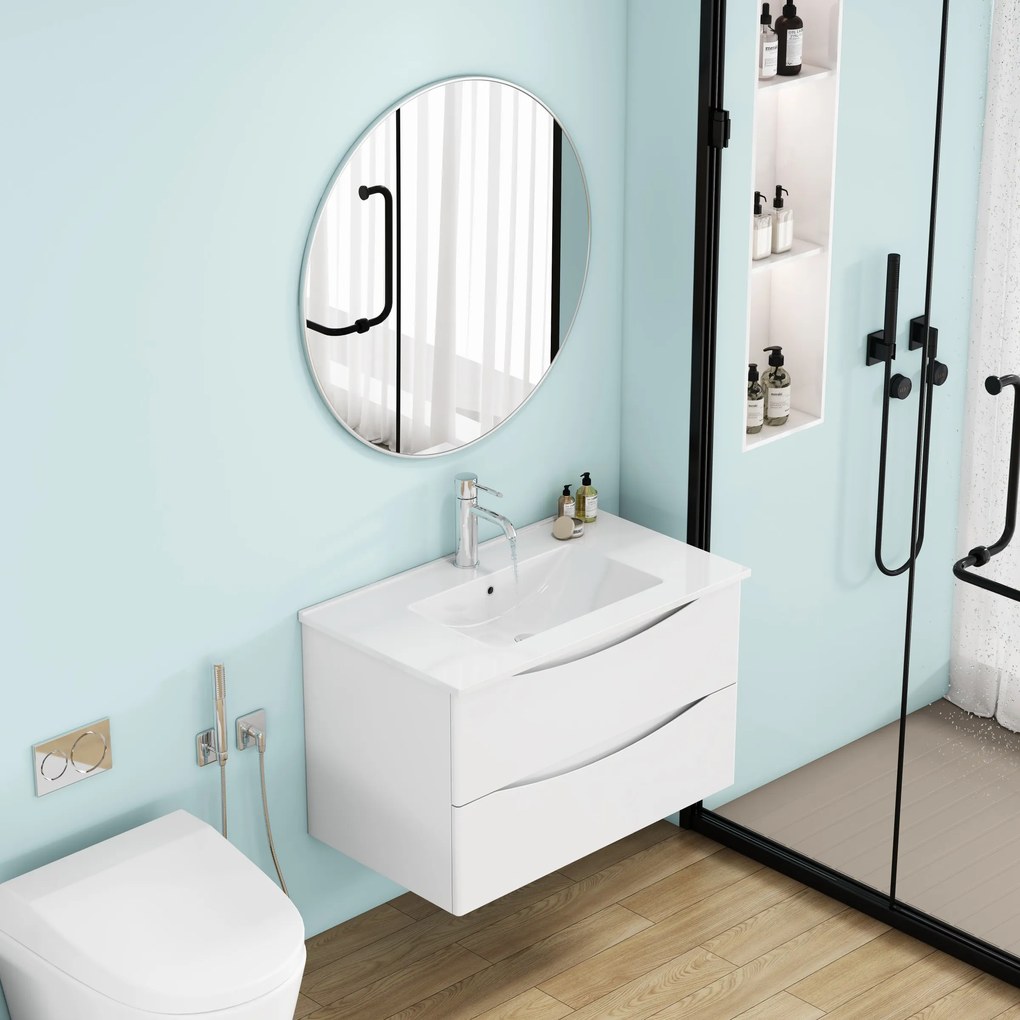 Závesná skrinka pod umývadlo Houseland Nirela 80 cm biela